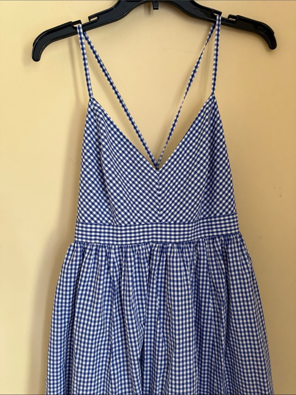 J.Crew Gingham Long Spaghetti-Strap Maxi Dress Navy Blue White Pockets 10 - Picture 9 of 16